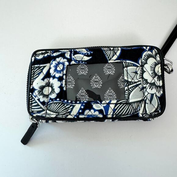 Vera Bradley Wristlet Wallet Snow Lotus Floral RFID Travel Quilted Zip Black - Picture 3 of 8